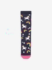 Navy Blue 2 Pack Thermal Cotton Rich Unicorn Welly Socks - Image 3 of 3