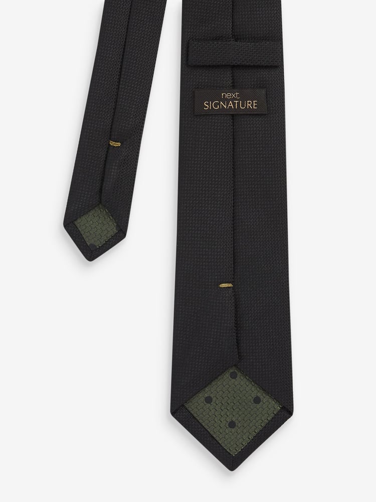 Black Textured Silk Tie - Image 2 of 3