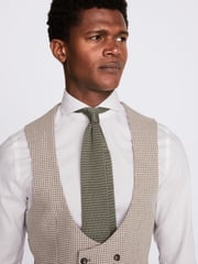 MOSS Slim Fit Brown Houndstooth Suit Waistcoat - Image 3 of 3