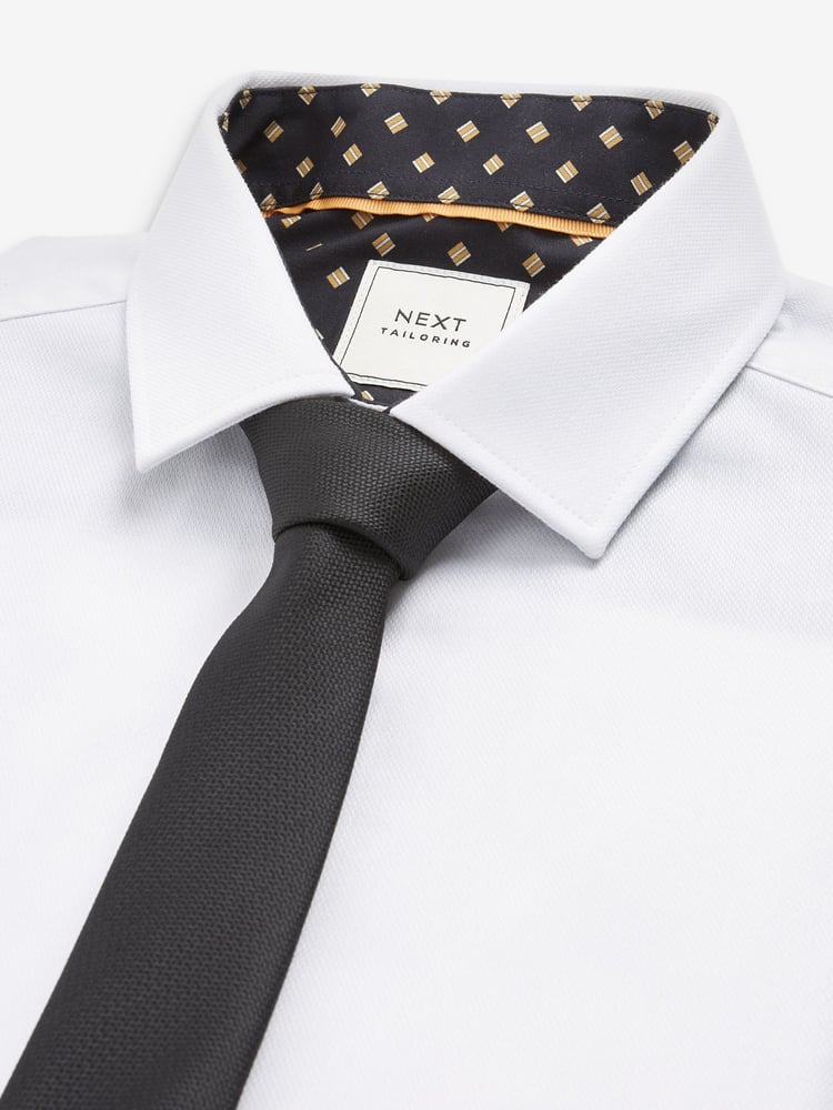 White/Black Regular Fit Single Cuff Shirt And Tie Pack - Image 1 of 7