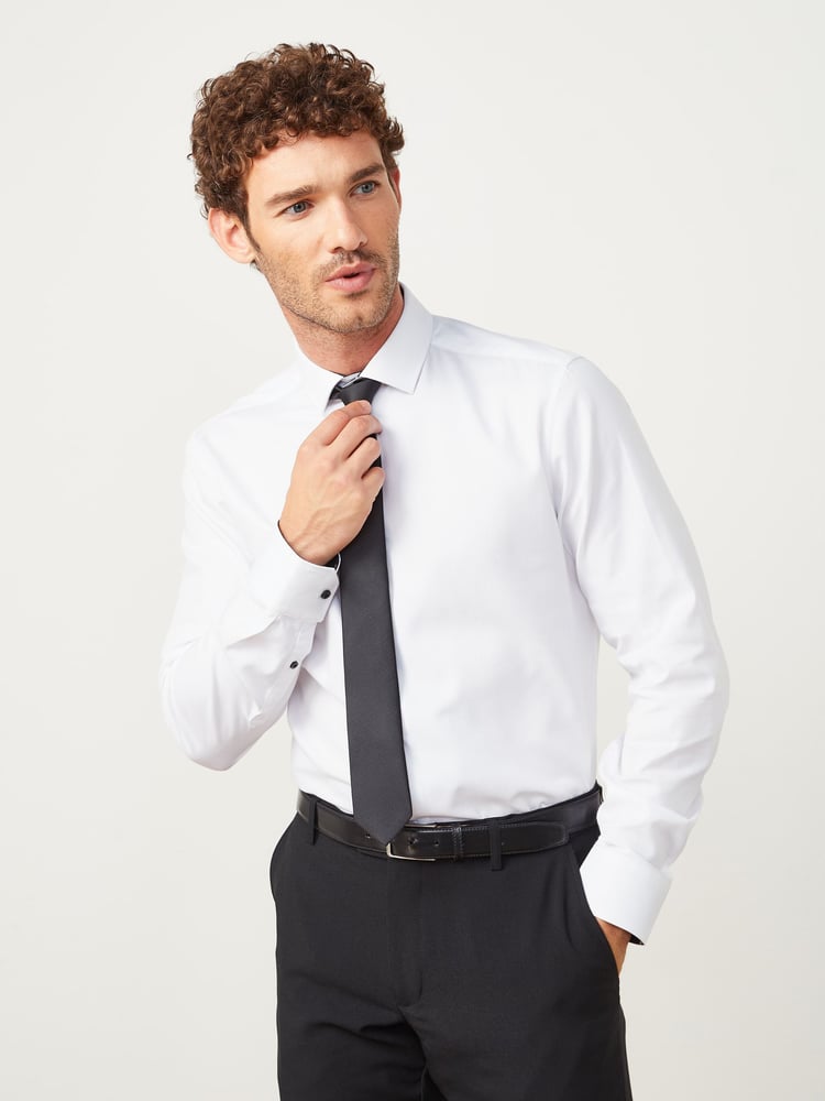 White/Black Regular Fit Single Cuff Shirt And Tie Pack - Image 2 of 7