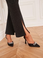 Black Forever Comfort® Slingback Bow Heels - Image 1 of 8