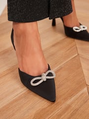 Black Forever Comfort® Slingback Bow Heels - Image 3 of 8