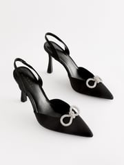 Black Forever Comfort® Slingback Bow Heels - Image 5 of 8