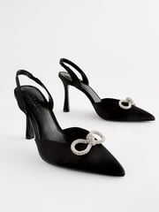 Black Forever Comfort® Slingback Bow Heels - Image 6 of 8