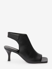 Black Signature Leather Open Toe Shoe Boots - Image 3 of 7