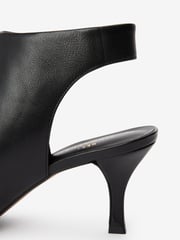 Black Signature Leather Open Toe Shoe Boots - Image 6 of 7