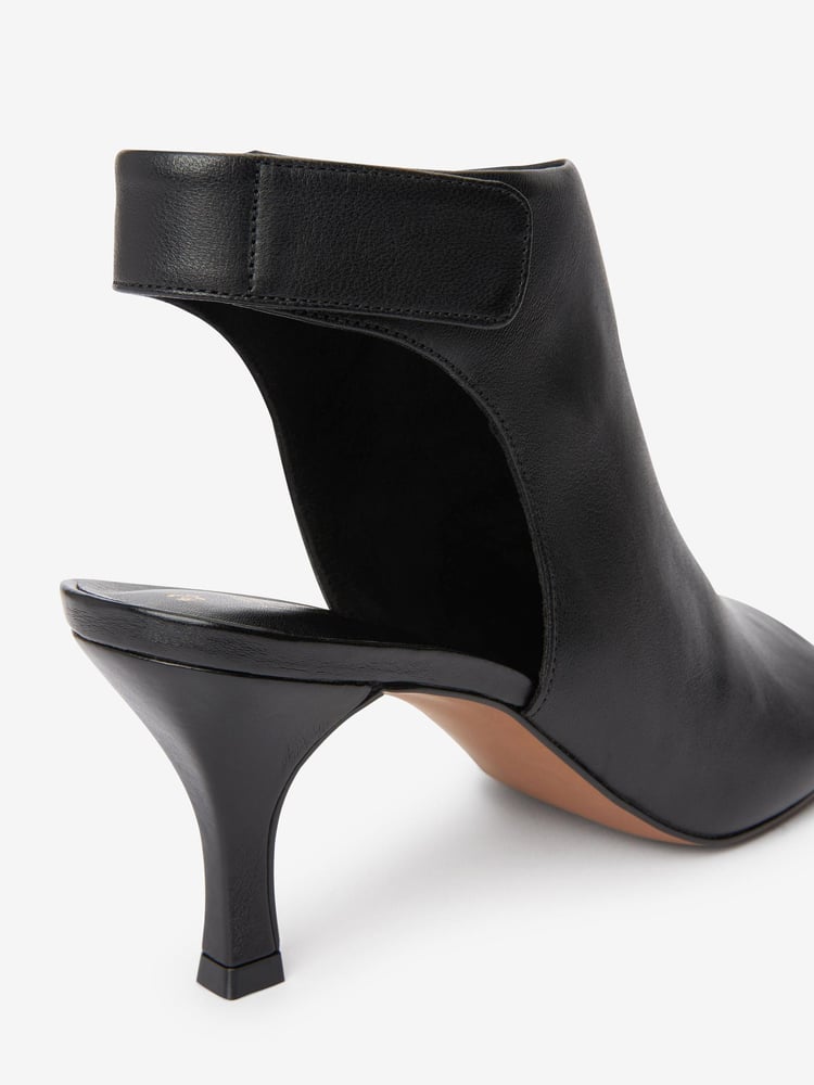 Black Signature Leather Open Toe Shoe Boots - Image 7 of 7