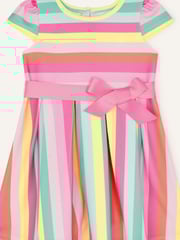 Monsoon Girls Baby Ponte Bright Stripe Dress - Image 1 of 2