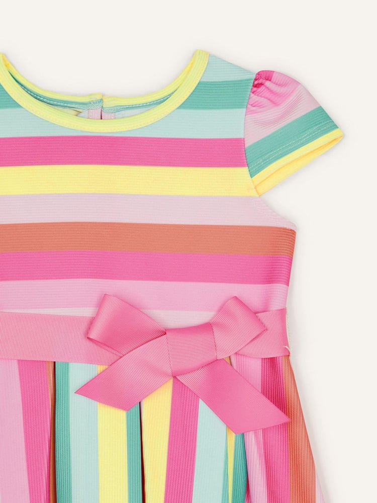 Monsoon Girls Baby Ponte Bright Stripe Dress - Image 2 of 2