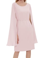 Gina Bacconi Bevin Crepe And Chiffon Cape Pink Dress - Image 1 of 5
