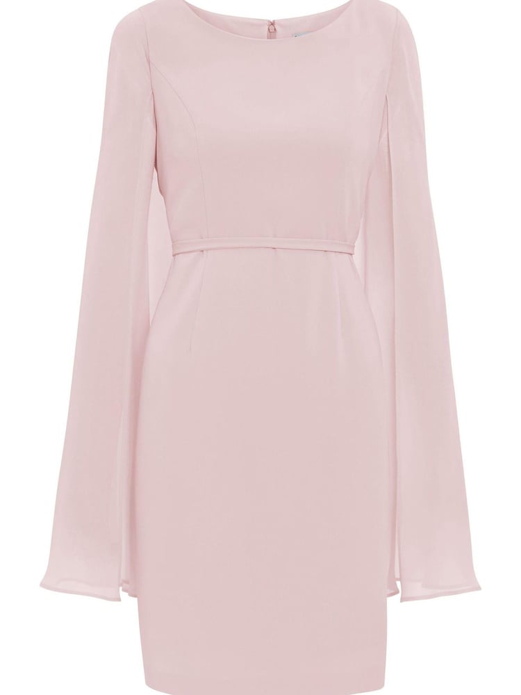 Gina Bacconi Bevin Crepe And Chiffon Cape Pink Dress - Image 5 of 5