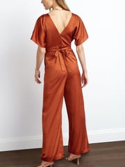 Orange Satin Wide Leg Jumpsuit - Image 2 of 3