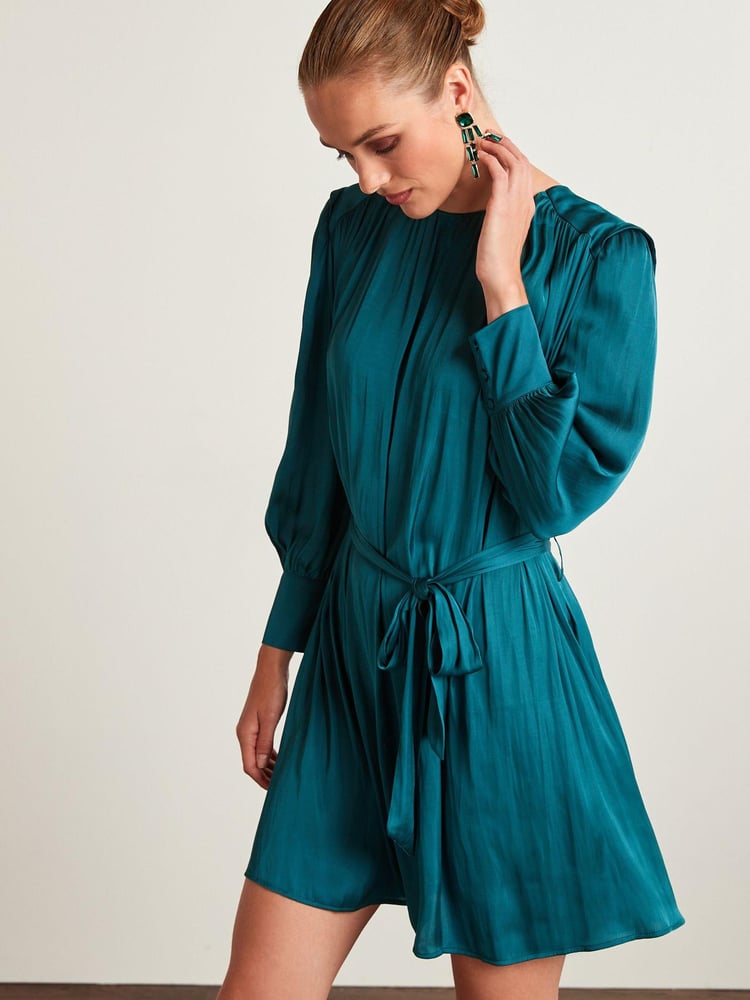 Blue Satin Mini Dress - Image 1 of 5