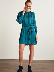 Blue Satin Mini Dress - Image 2 of 5