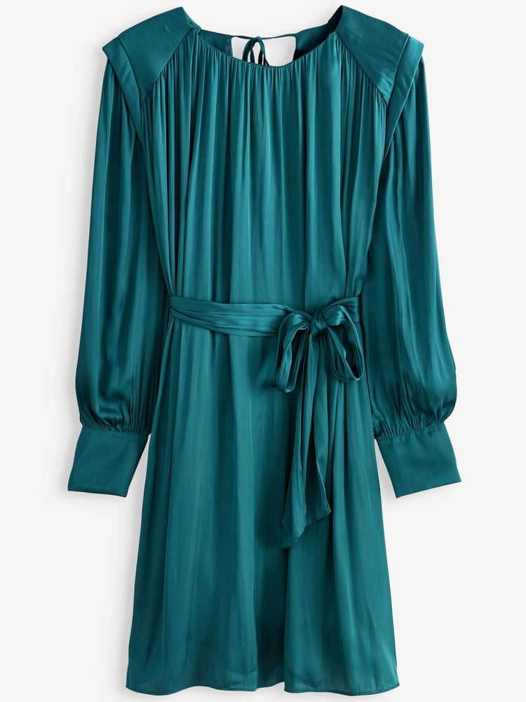 Blue Satin Mini Dress - Image 5 of 5