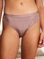 Black/Mauve Purple High Leg Microfibre & Lace Knickers 2 Pack - Image 2 of 9