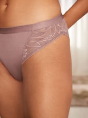 Black/Mauve Purple High Leg Microfibre & Lace Knickers 2 Pack - Image 4 of 9