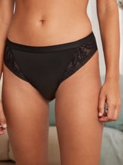 Black/Mauve Purple High Leg Microfibre & Lace Knickers 2 Pack - Image 5 of 9