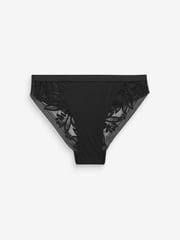 Black/Mauve Purple High Leg Microfibre & Lace Knickers 2 Pack - Image 8 of 9