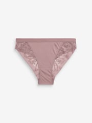 Black/Mauve Purple High Leg Microfibre & Lace Knickers 2 Pack - Image 9 of 9