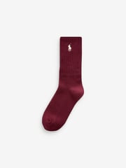 Polo Ralph Lauren Red Boys Unisex Cotton Crew Logo Socks 3 Pack - Image 3 of 7