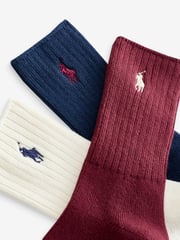 Polo Ralph Lauren Red Boys Unisex Cotton Crew Logo Socks 3 Pack - Image 6 of 7