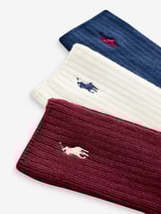 Polo Ralph Lauren Red Boys Unisex Cotton Crew Logo Socks 3 Pack - Image 7 of 7