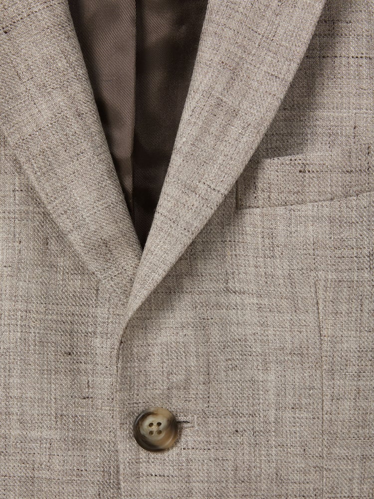Reiss Oatmeal Auto 3-9 yrs Single Breasted Textured Linen Blazer - Image 4 of 4