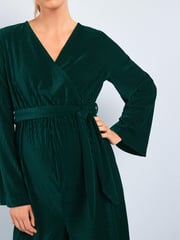 Emerald Green Maternity/Nursing Velvet Jumpsuit - Image 4 of 6