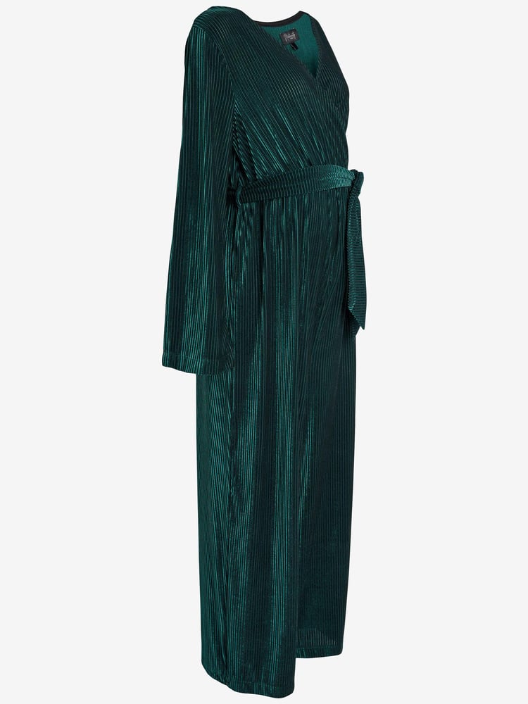 Emerald Green Maternity/Nursing Velvet Jumpsuit - Image 6 of 6