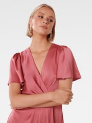 Forever New Pink Forever New Estelle Flutter Sleeve Midi Dress - Image 2 of 4