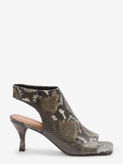 Snake Print Signature Leather Open Toe Shoe Boots - Image 3 of 6