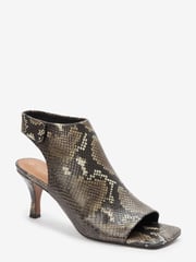 Snake Print Signature Leather Open Toe Shoe Boots - Image 4 of 6