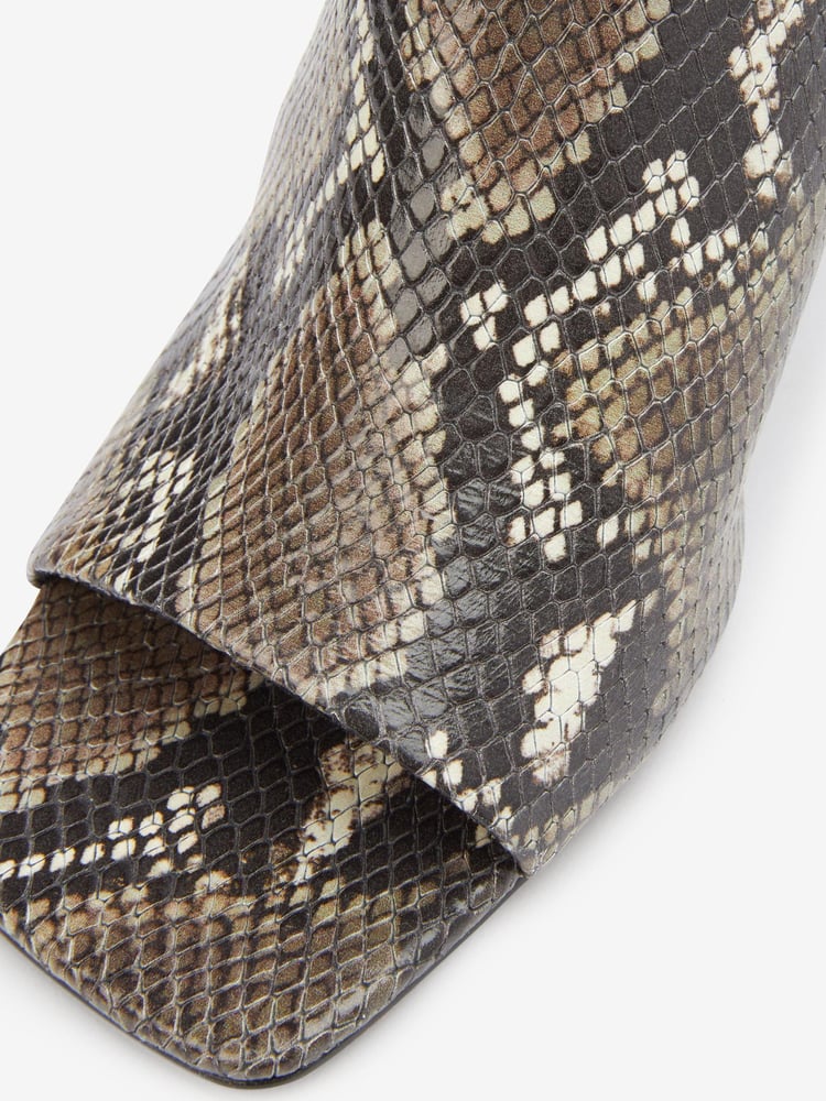 Snake Print Signature Leather Open Toe Shoe Boots - Image 6 of 6
