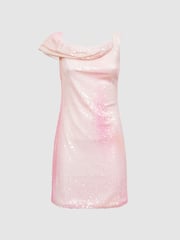 Reiss Abstract Sorbet Lydia Halston Sequin Fitted Mini Dress - Image 2 of 5