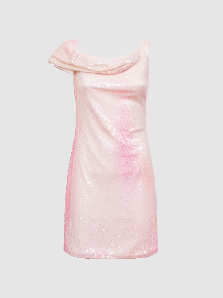 Reiss Abstract Sorbet Lydia Halston Sequin Fitted Mini Dress - Image 2 of 5