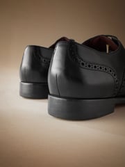 Black Wide Fit Signature Italian Leather Wing Cap Brogues - Image 5 of 5