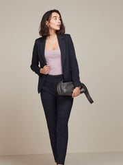 Navy Blue Slim Tailored Trousers - Image 1 of 5