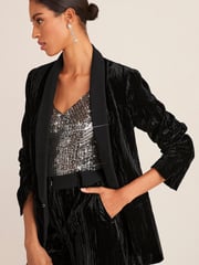 Black Velvet Ripple Suit: Blazer - Image 1 of 5