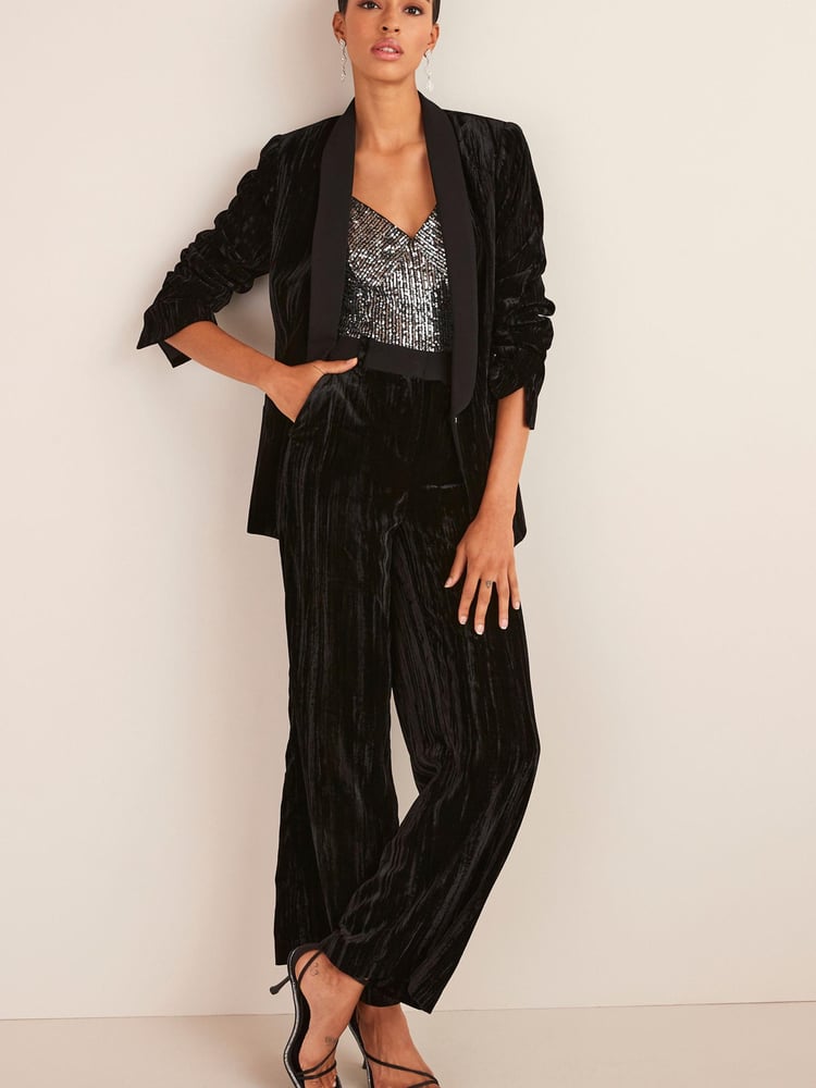 Black Velvet Ripple Suit: Blazer - Image 2 of 5 Black Velvet Ripple Suit: Blazer - Image 2 of 5