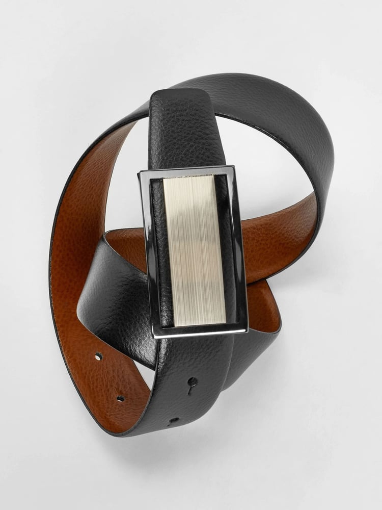 Black/Brown Signature Plaque Belt - Image 9 of 9