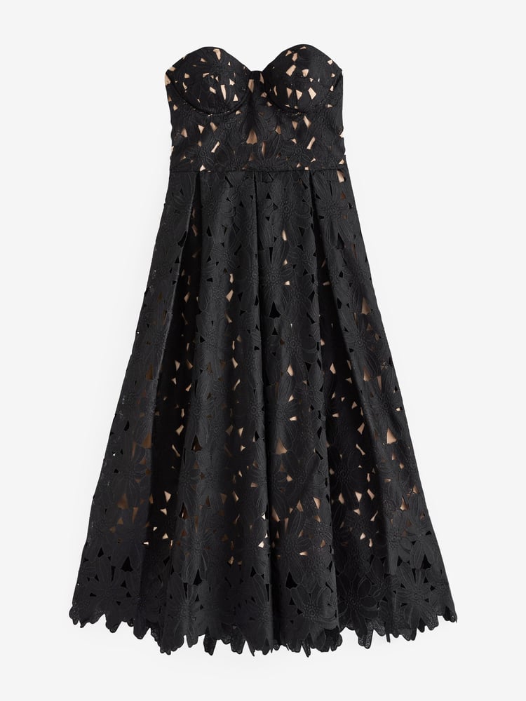 Black Strapless Lace Midi Dress - Image 1 of 5
