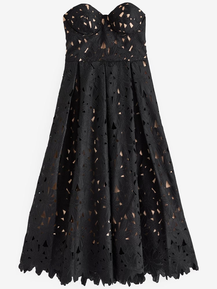Black Strapless Lace Midi Dress - Image 5 of 5