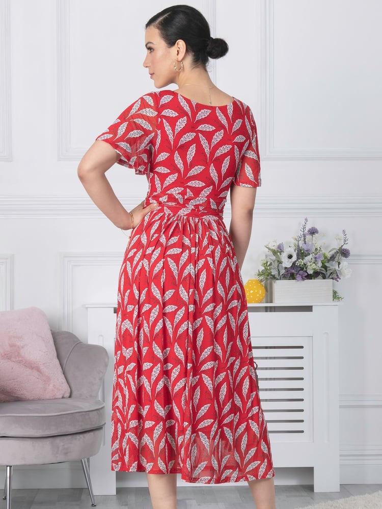 Jolie Moi Red Giana Mesh Maxi Dress - Image 2 of 6