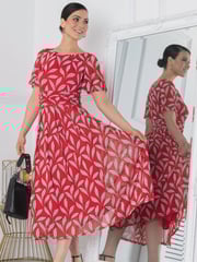 Jolie Moi Red Giana Mesh Maxi Dress - Image 3 of 6