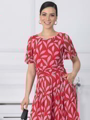 Jolie Moi Red Giana Mesh Maxi Dress - Image 6 of 6