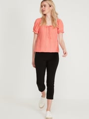 M&Co Orange Broderie Bubble Hem Gypsy Top - Image 3 of 4