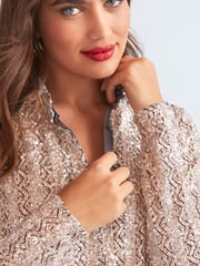 Silver Next Longline Long Sleeve Sequin Shirt Tunic - Image 4 of 4