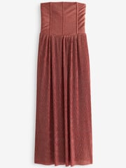 Red Metallic Corset Detail Strapless Midi Dress - Image 5 of 5